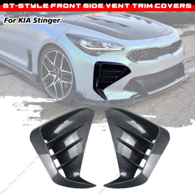 2x Carbon Styles Front Bumper Side Vent Trim Covers For KIA Stinger 2017-2023 GT