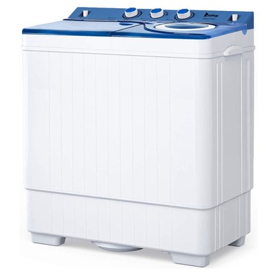 Semi-automatic Washing Machine 26 lbs Compact Twin Tub with Built-in Drain Pump