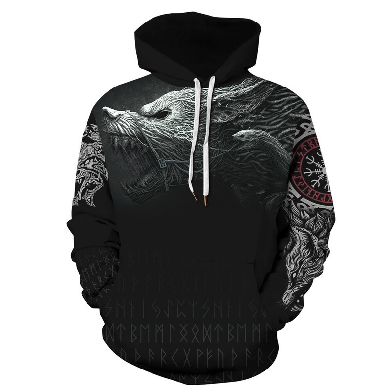 Hoodie Fenrir- Wolf Wikinger Vikings Odin Thor  - Kapuzenshirt