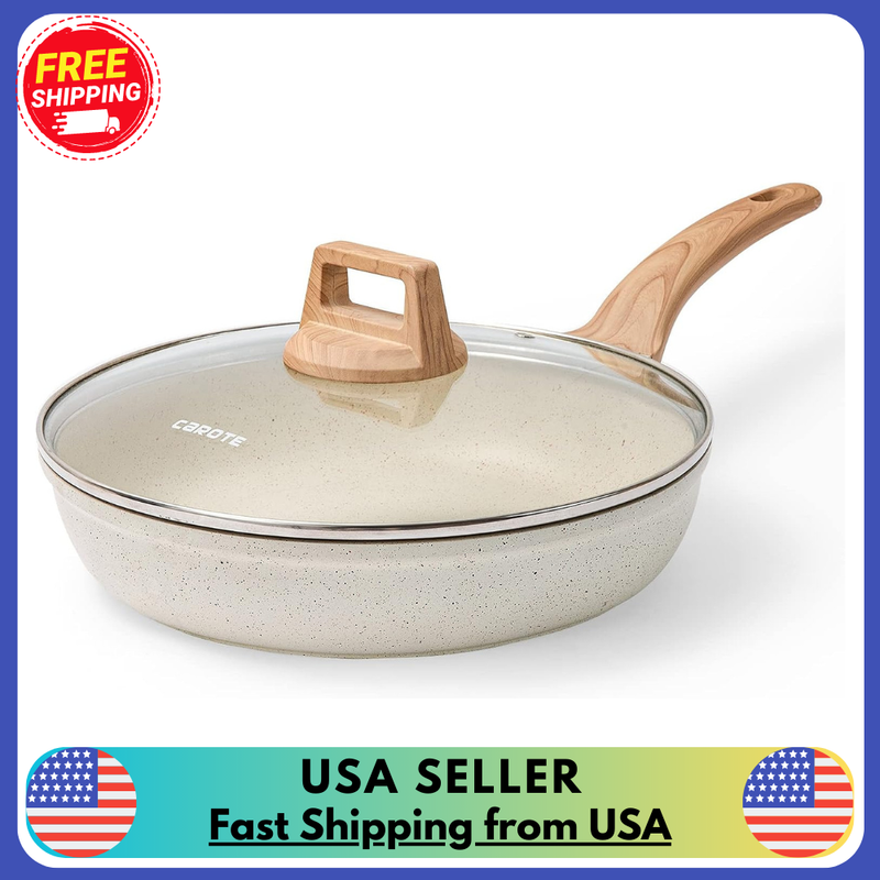 With Lid,white Granite Non Stick Omele
