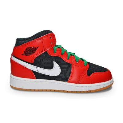 

Кроссовки Nike Air Jordan 1 Mid SE для юниоров — DQ8418 006 — черный огненно-красный белый малахит, air jordan 1 mid