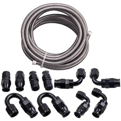 20FT AN6 Geflochtene Kraftstoffleitung Schlauch + Kraftstoffschlauchadapter