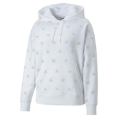 

Puma Brand Love Printed Pullover Hoodie Женская белая повседневная верхняя одежда 53570602, Белый