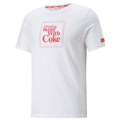 

Puma C.Cola X Graphic Crew Neck Футболка с коротким рукавом Мужские белые повседневные топы 5361, Белый, Puma C.Cola X Graphic Crew Neck Short Sleeve T-Shirt