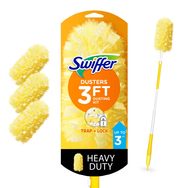 Swiffer Heavy Duty Duster 3 Ft Extendable Handle Dust Cleaner Starter Kit 360
