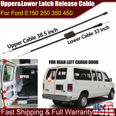 Side Cargo Door Left Upper&Lower Door Latch Release Cable fits Ford E150 250 350