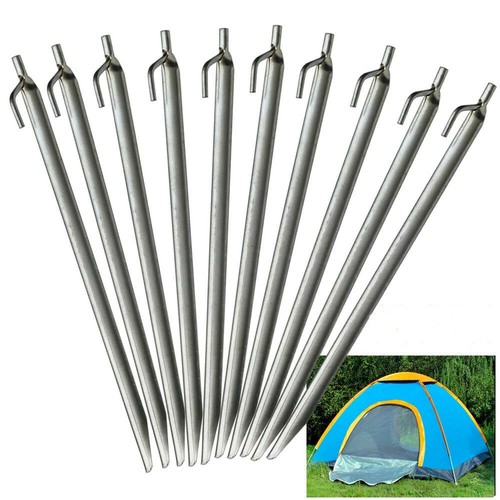 10x Heringe 30cm mit Spannhaken -Erdnagel-Zeltheringe -Schnurhaken verzinkt Stah