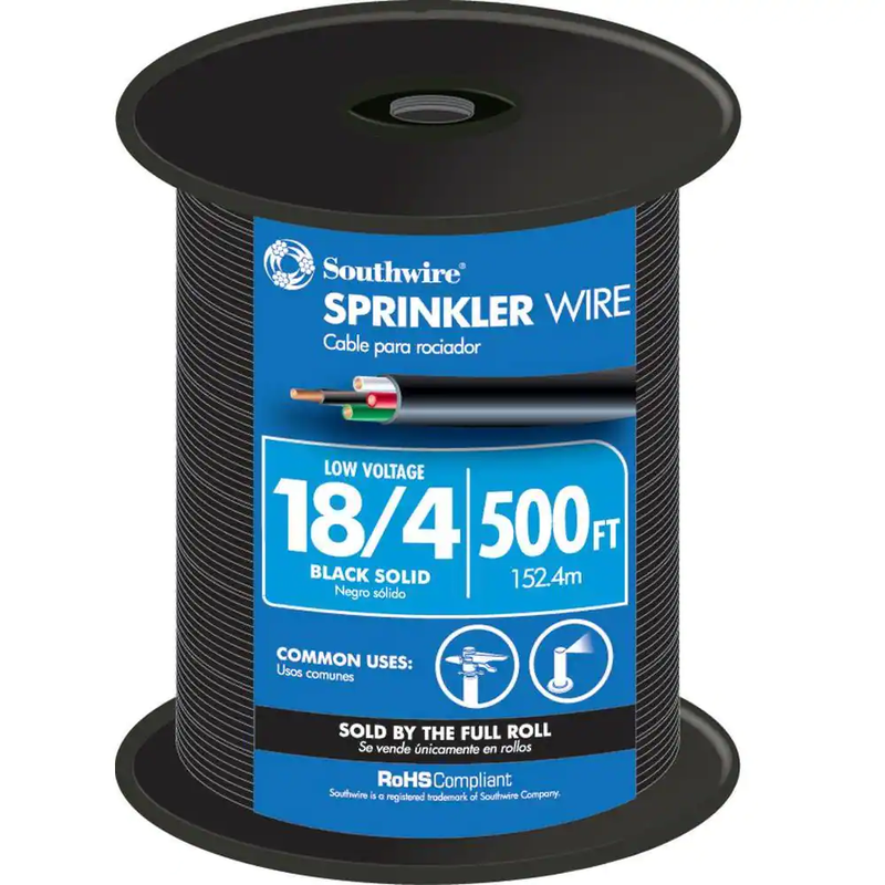 Southwire Sprinkler System Wire 500-Ft 18/4 Solid UL Burial Black