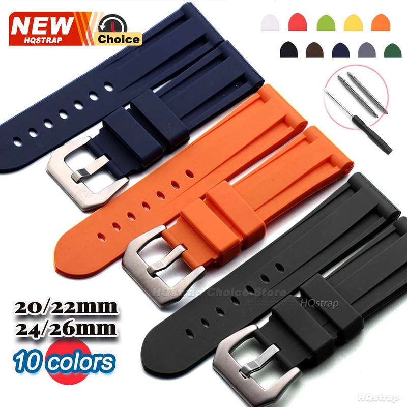 Rubber Silicone Watch Band for Panerai 20mm 22mm 24mm 26mm Waterproof Strap