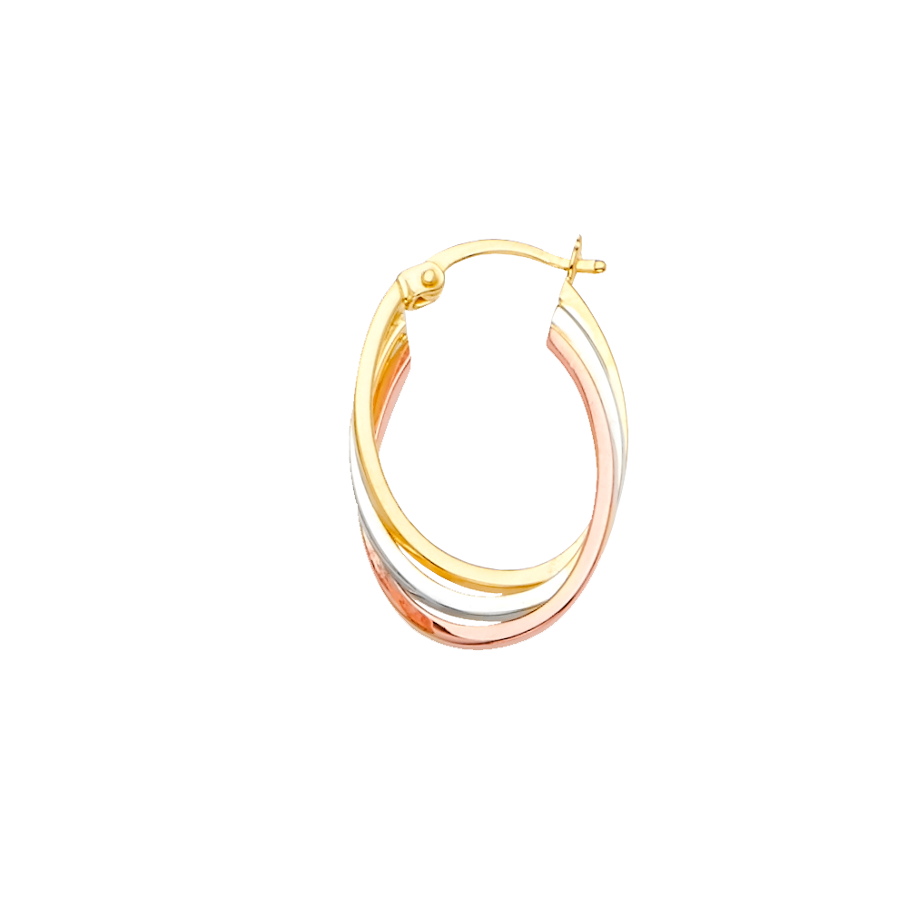 Pre-owned Tgdj 14k Tri Color Gold Hoop Earrings For Women