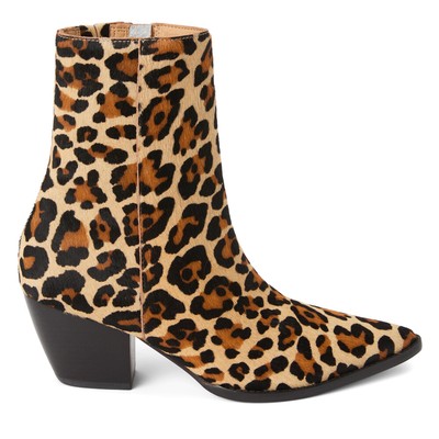 Matisse Caty Leopard Pointed Toe Zippered Booties Womens Brown Casual Boots CATY