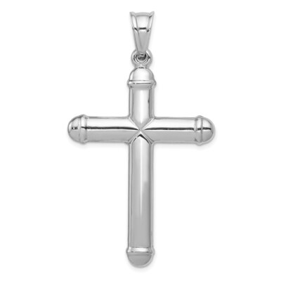 Pre-owned Diamond2deal 14k White Gold Reversible Crucifix Pendant For Women 2.97g L-56mm W-31mm