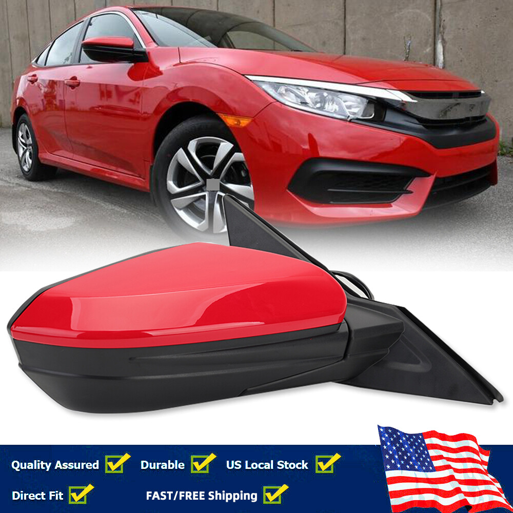 Красное зеркало для Honda Civic 2016-2021 LX DX с механическим складыванием со стороны пассажира