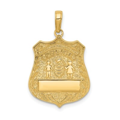 Pre-owned Superdealsforeverything Real 14kt Yellow Gold Large Police Badge Pendant