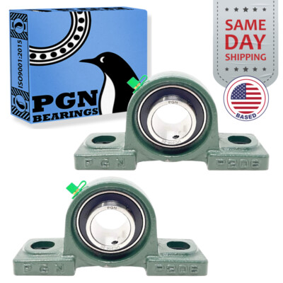 (2) UCP206-20 Solid Base Pillow Block Bearing 1-1/4 Bore Self Aligning 2 Bolt