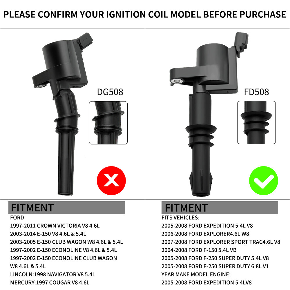 8Pack Ignition Coils PLATINUM Spark Plug For Ford F150 F250 5.4L 2004-2010 DG511
