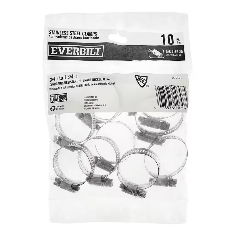 Hose Clamps Durable Stainless Steel 10 Pack 34in to 1-34in Plumbing Automotive