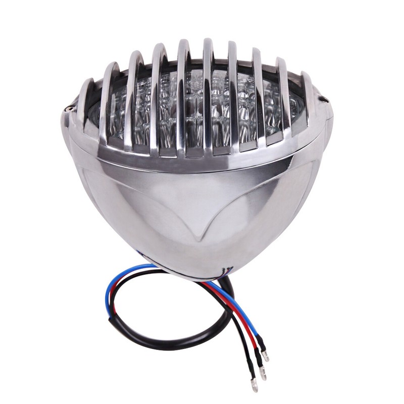 Motorcycle 4.5 Retro Round H4 Headlight Chrome For Harley Bobber Chopper Custom