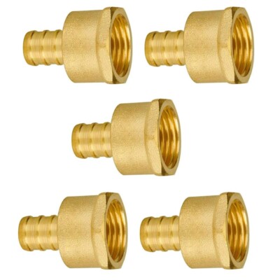 5pcs 1/2'' PEX X 1/2'' Female NPT Threaded Adapter Brass Crimp Fittings ASTM F1807