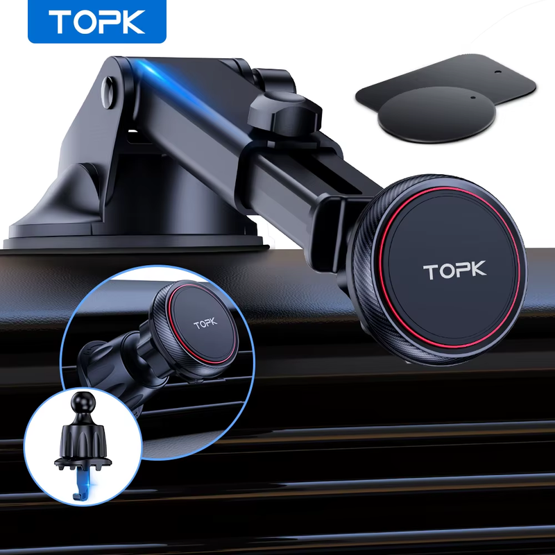 2-IN-1 Magnetic Car Phone Mount,N52 Strong Magnet Dashboard & Air Vent Car Phone