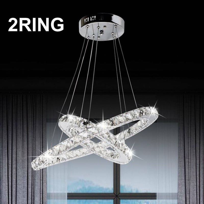 Crystal Ceiling Light Led Round Ring Pendant Light Chandelier Home