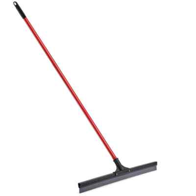 Multi-Surface Rubber Floor Squeegee 24'' Steel Handle Garage Cleaning Tool
