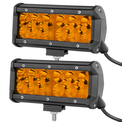 2x 7'' 320W LED Pods Work Light Bar Combo 3000K Driving Fog OffRoad 4WD ATV 12V