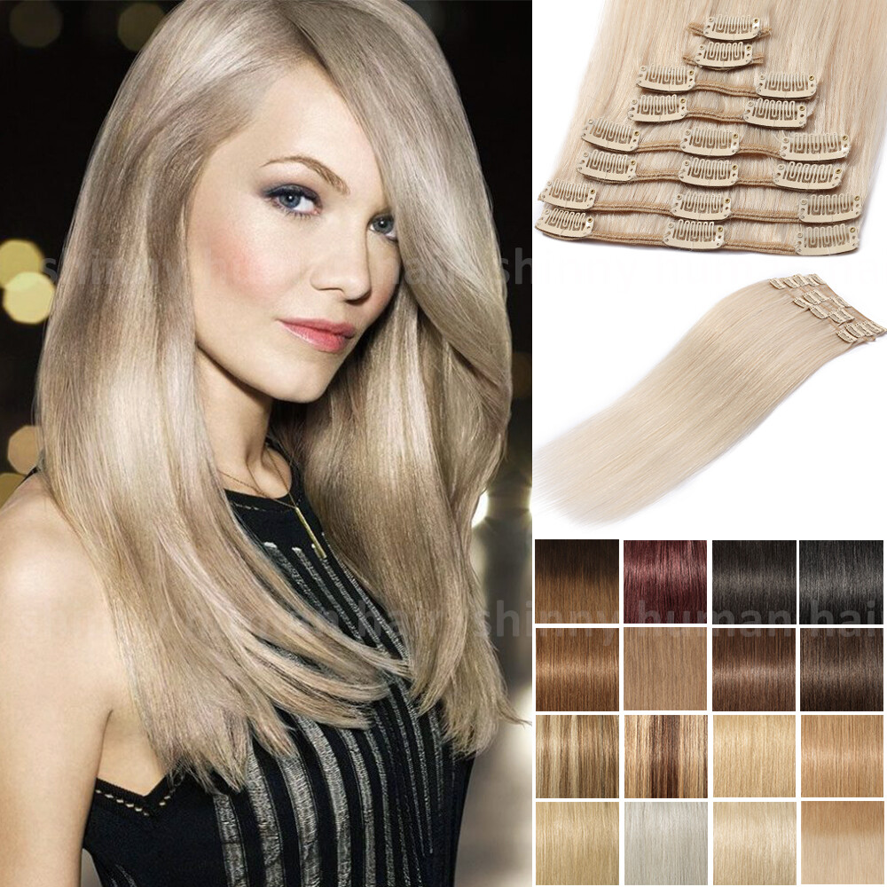 Charming Real Remy Human Hair Extensions Clip In Full Head Wefts