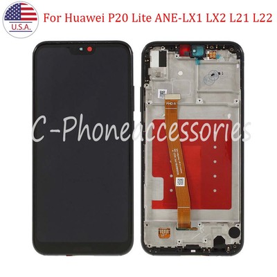 For Huawei P20 Lite ANE-LX1 LX2 L21 L22 LCD Display Touch Screen Digitizer Frame