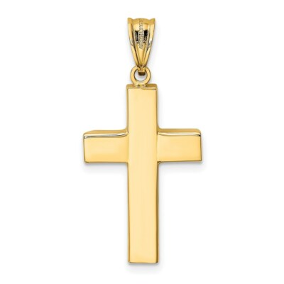 Pre-owned Skyjewelers Real 14kt Yellow Gold Hollow Cross Pendant