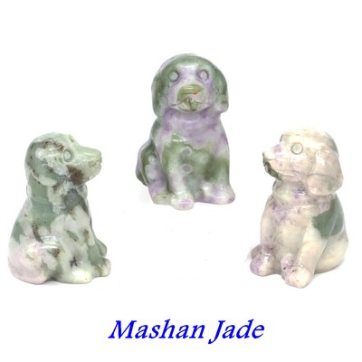 1.2'' Natural Stone Cute Dog Statue Healing Crystal Pet Animal Crafts Home Decor