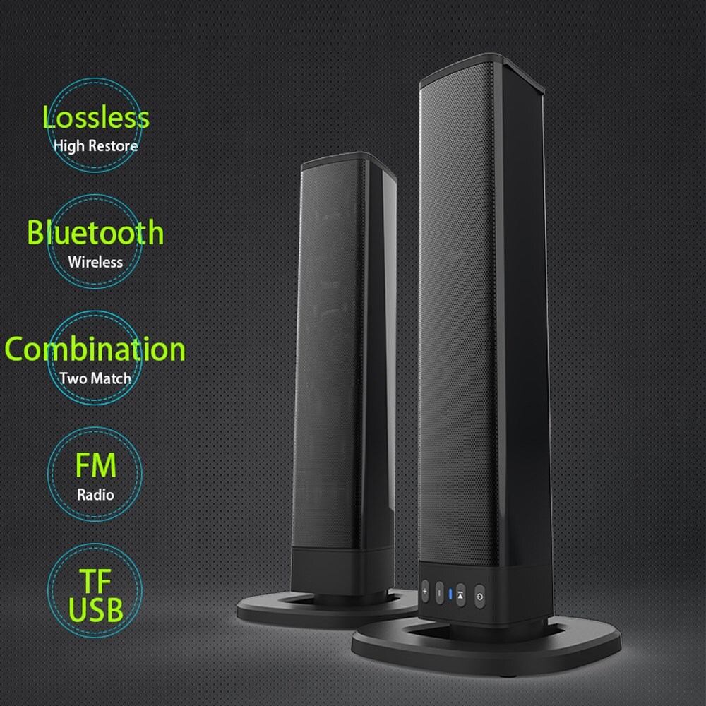 Bar Wireless Subwoofer 2 Speaker System Tv Home Theater