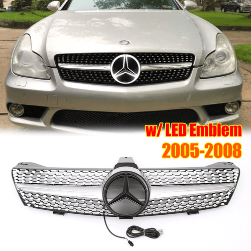 For Mercedes Benz W219 CLS550 CLS500 2005-2008 Chrome Front Grill W/LED Emblem