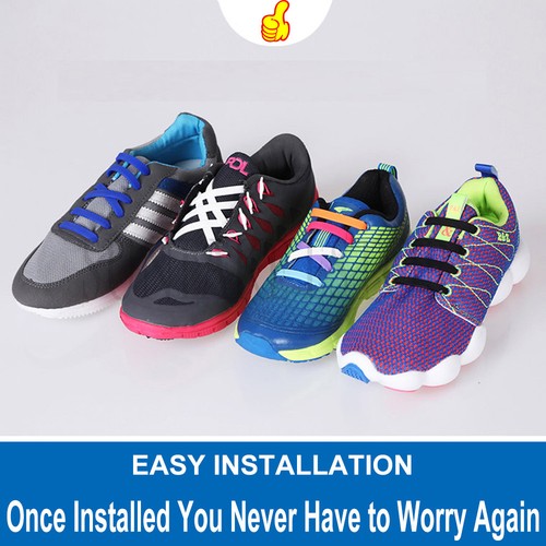 16PcsEasy Not Tie Lace Elastic Silicone Flat Bottom Lazy Shoes Lace String Adult