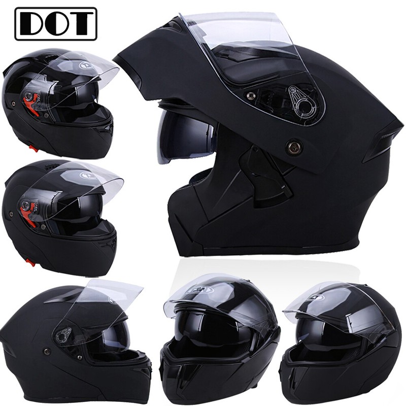 Flip up Modular Full Face Motorcycle Helmet Dual Men Women Visor Motocross DOT