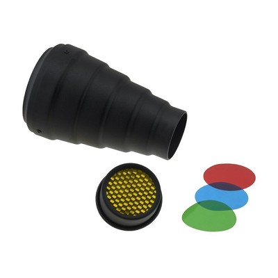 Fotodiox Snoot with 20 Degree Grid & 4 Color Gels for Balcar Paul C Buff Alien