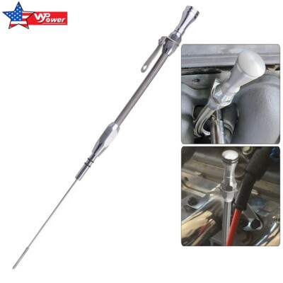 Stainless Braided Oil Pan Dipstick Passenger Side For SBC Chevy 305 350 400 5.7