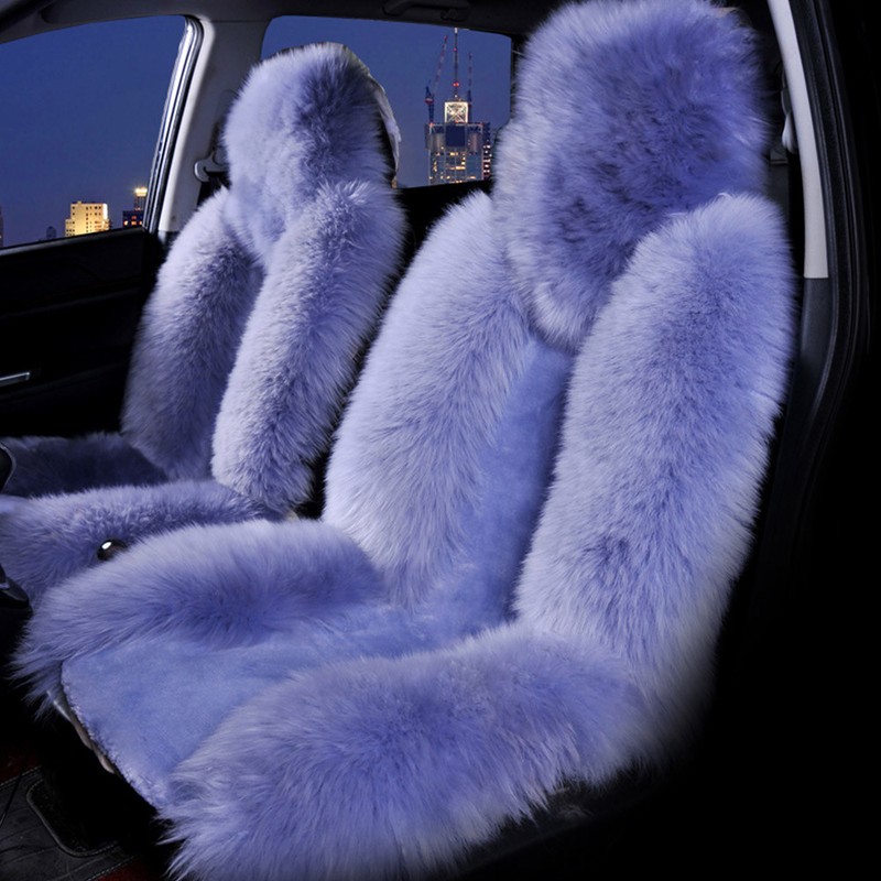 2× Car SUV Fuzzy Wool+Cashmere Seat Cover Cushion Sheepskin Touch