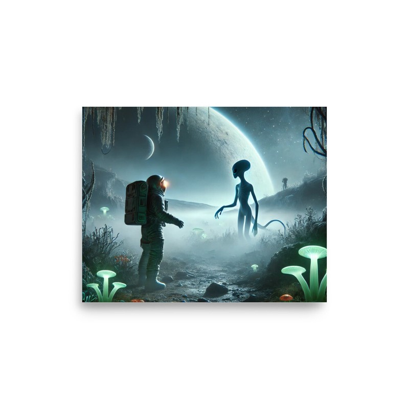 ai generated astronaut meeting alien any size