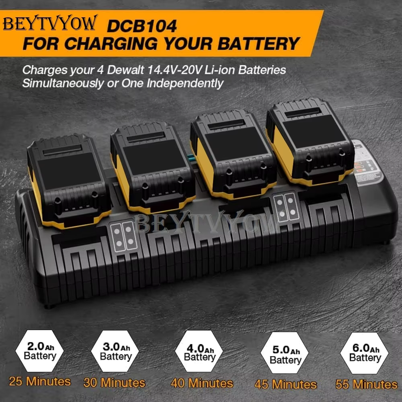 4 Ports Battery Charger Compatible with Dewalt 20V Li-ion Batteries Rapid Fast C