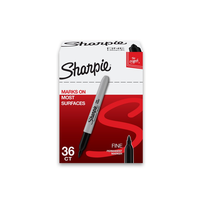 Sharpie Permanent Markers, Fine Point, Black, 36 Count