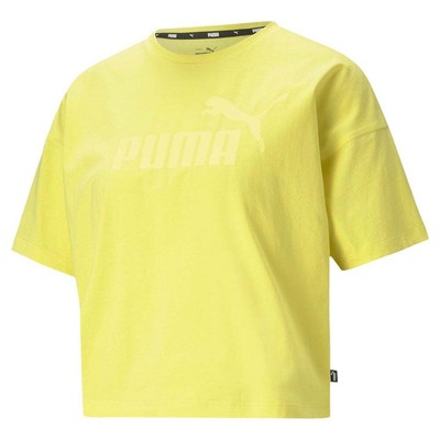 

Футболка Puma Ess+ Cropped Logo Tee Us Womens Size  Athletic Casual Tops 586291-38, Желтый