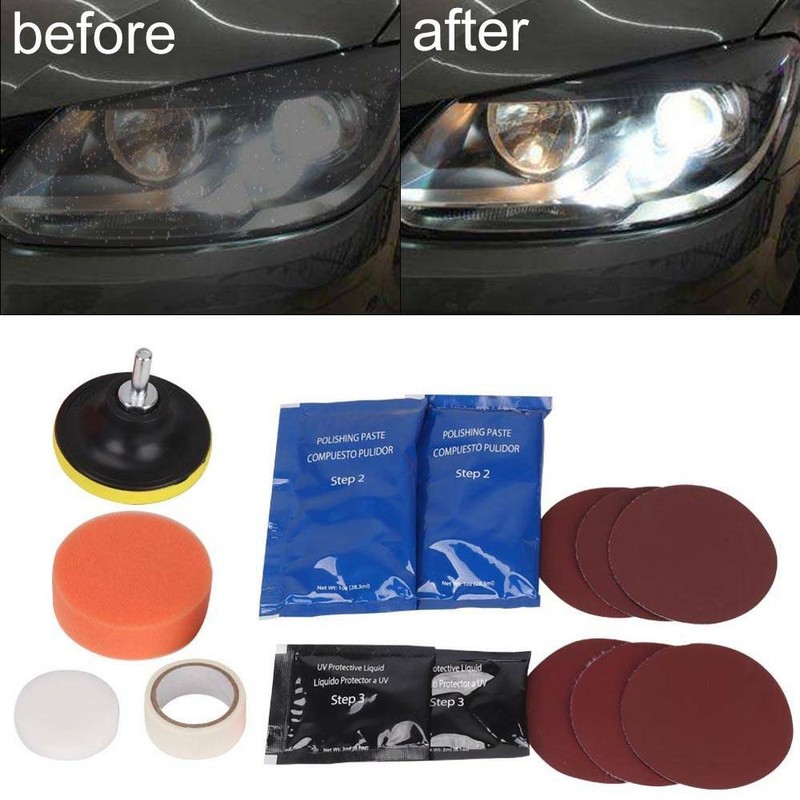 Scheinwerfer Politur Aufbereitung Reparatur Polier Set KFZ Lampe Gehäuse Linsen