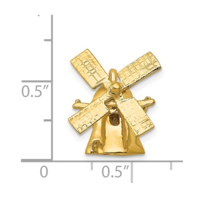 Pre-owned Superdealsforeverything Real 14kt Yellow Gold 3d Windmill Charm