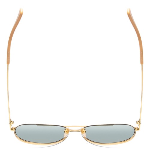 Pre-owned Gucci Gg0969s-003 Womens Pilot Full Rim Designer Sunglasses Gold/tan/blue 59mm In Multicolor
