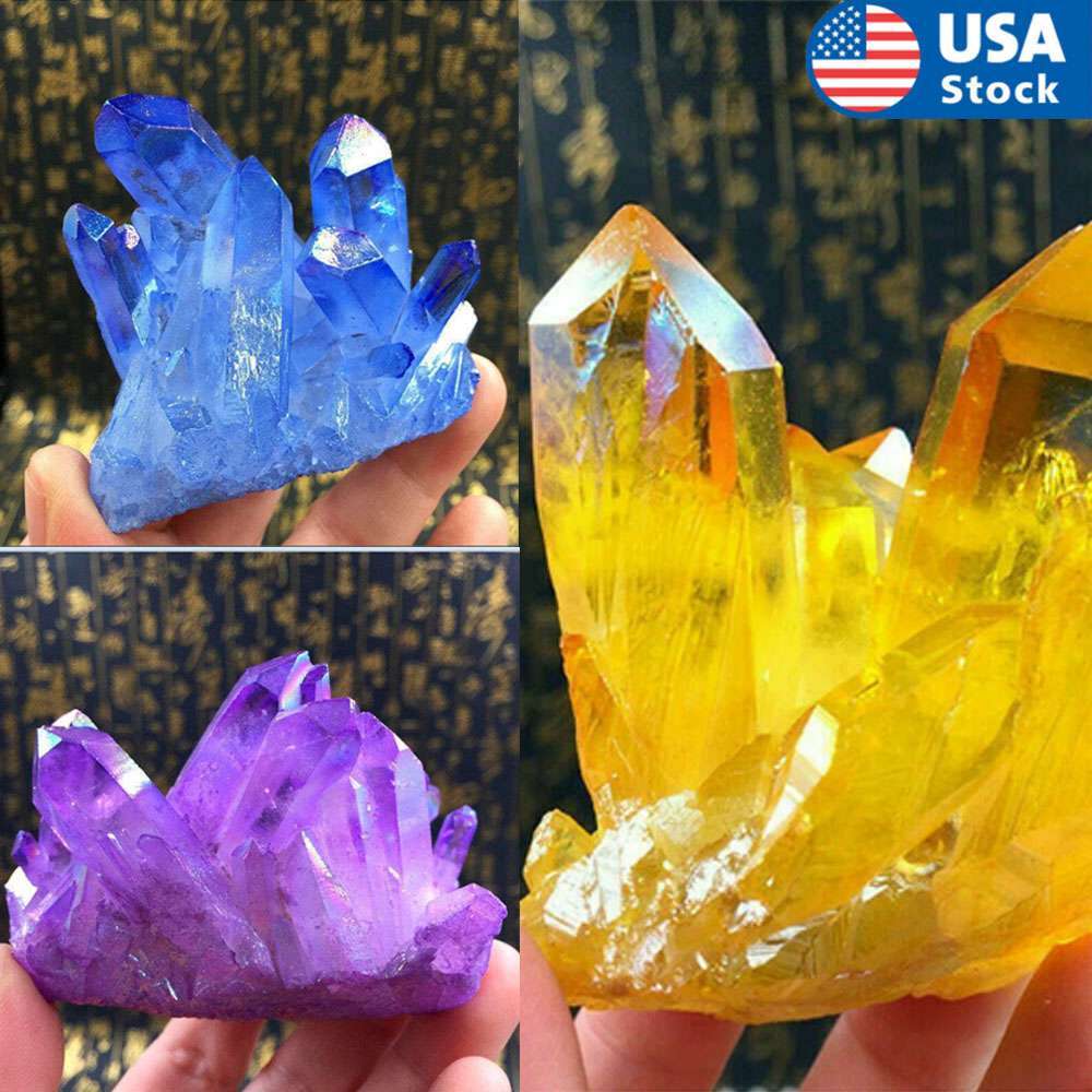 Natural Colorful Quartz Cluster Crystal Gem Stone Healing Mineral Specimen Reiki