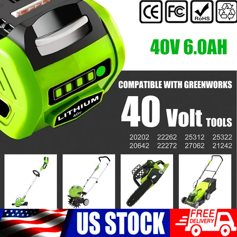 40 V 6.0Ah 29472 For Greenworks 40V Lithium G-MAX Battery 29
