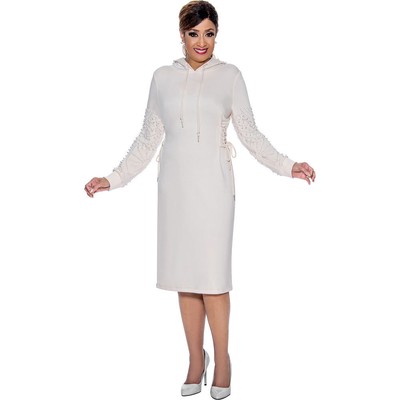 

Женское платье с капюшоном Dorinda Clark Cole, украшенное жемчугом, Цвет слоновой кости