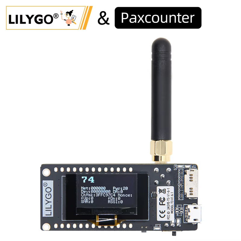 ® Paxcounter LoRa V2.1_1.6.1 ESP32 433/868/915MHZ 0.96 Inch OLED SD Card Bluetoo