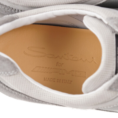 Pre-owned Santoni $640  For Amg 'sls' Gray Suede And Textile Sneakers Us 11.5 Shoes